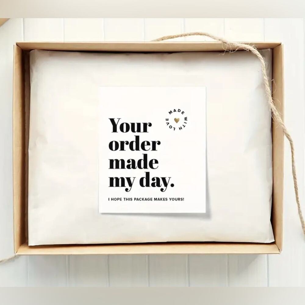 100 Thank You Cards Pack - Your Order Made My Day.